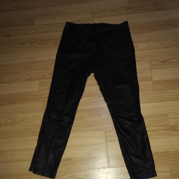 The Row Real Black Leather Pants MINT Shape + BONUS NEW ZARA Red Leather Pants - Picture 4 of 9